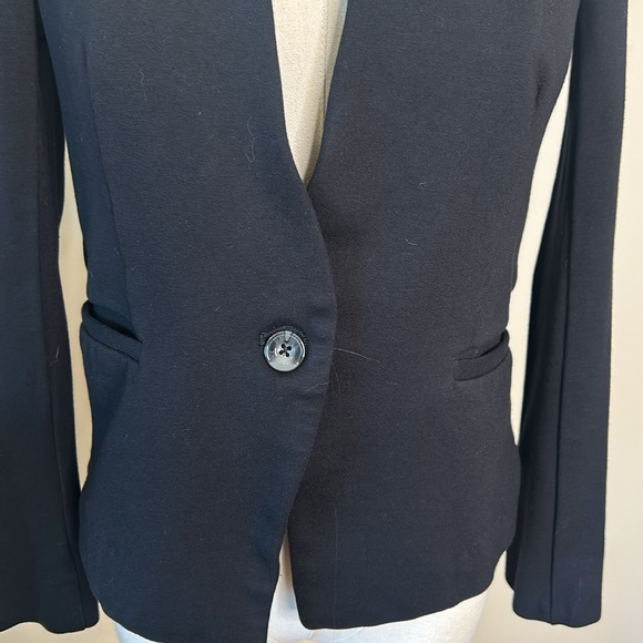 Rachel Roy Black Blazer Fitted Jersey Knit on button Soft Cotton Small - Picture 3 of 9